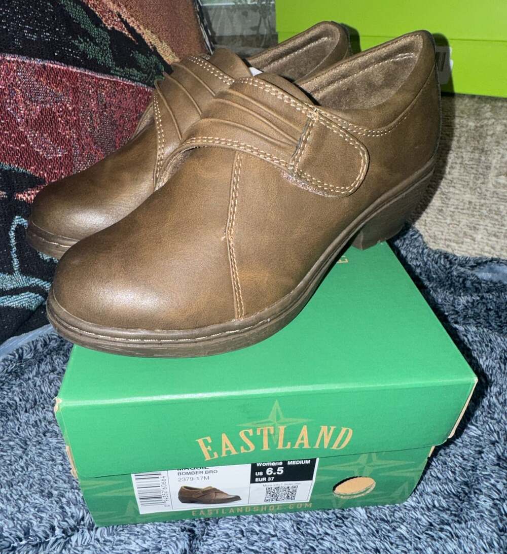 Eastland Maggie Women's Bomber Brown Synthetic Upper Slip-On Shoes